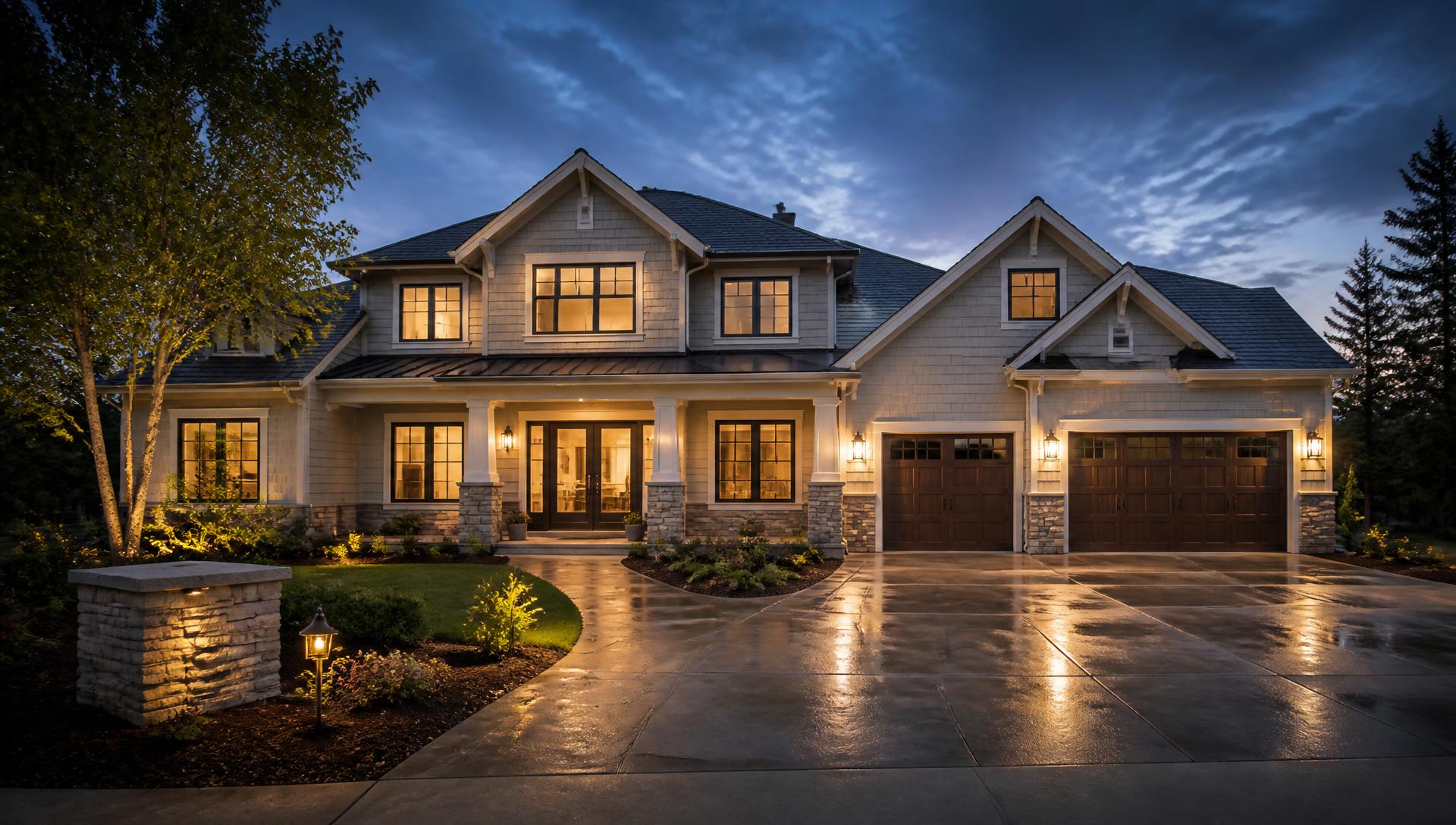 Freshly cleaned suburban home at dusk